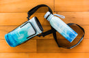 Neoprene Bottle Carrier w/Drawstring, Blue and White spackle,4nbc6891