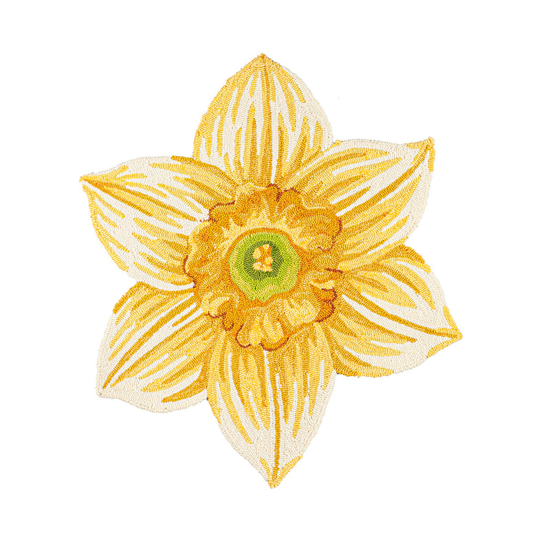 Shaped Hooked Indoor/Outdoor Rug, Yellow Daffodil,4or202