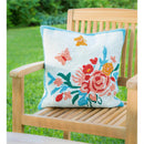 Indoor/Outdoor Hooked Pillow  18"x18" Butterfly Meadow