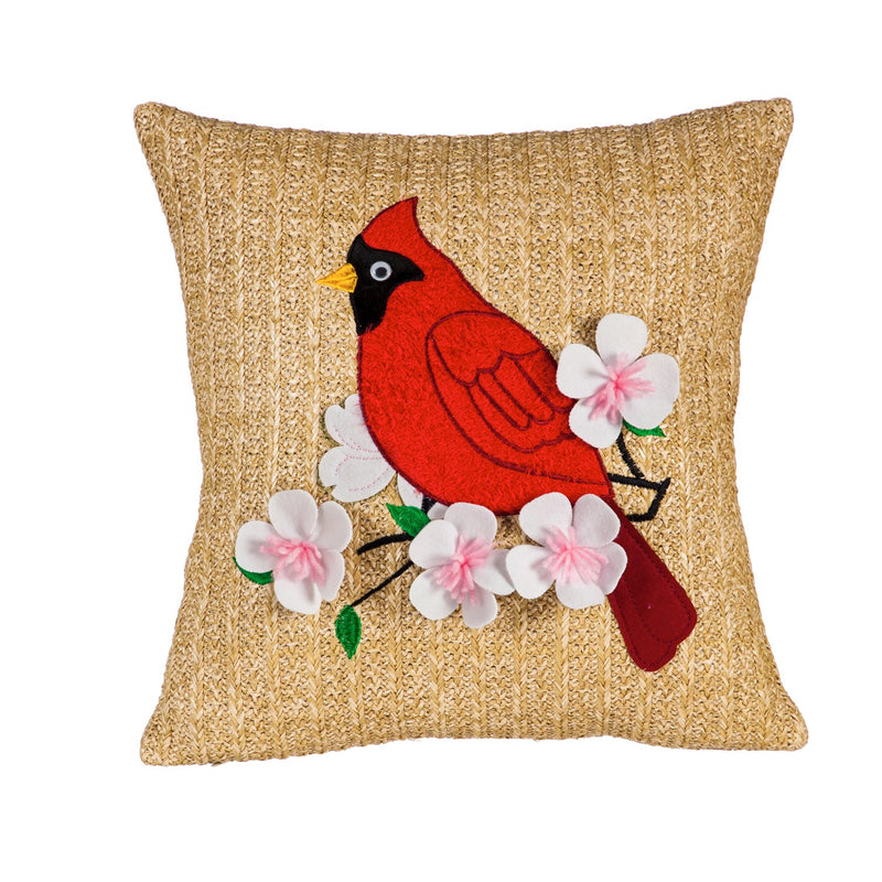 18" Outdoor Safe Raffia Pillow, Cardinal,4pl341