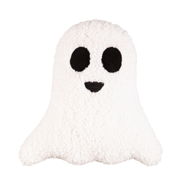 13" Shaped Pillow with Embroidering, White Ghost,4sp36001