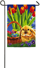 Tulips and Bunny Garden Satin Flag