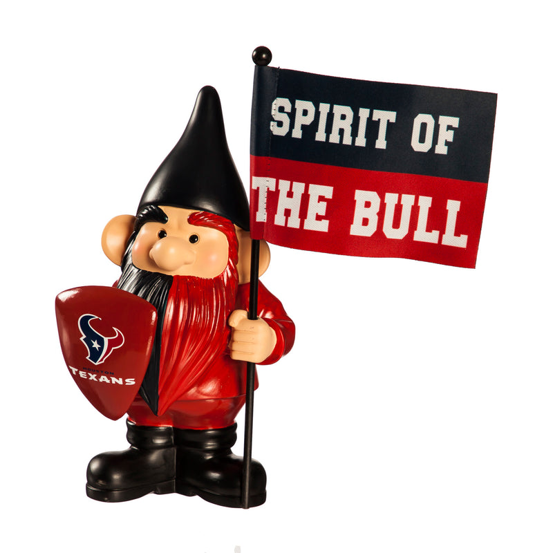 Evergreen Statuary,Houston Texans, Flag Holder Gnome,6.13x4.5x10 Inches