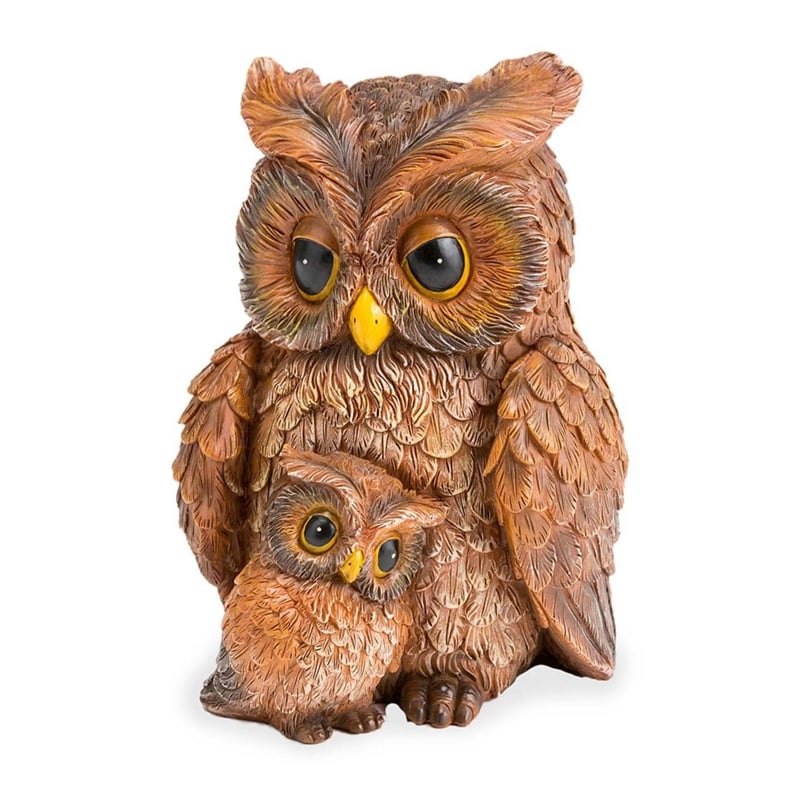 Evergreen Statuary,Mother and Baby Owl Garden Statue,7x5.75x8.25 Inches