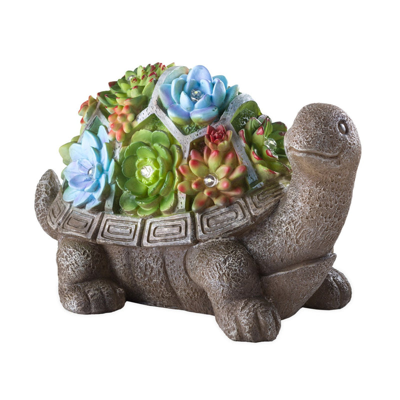 Evergreen Statuary,Solar Succulent Turtle Garden Statue - Turtle,12x6.75x7 Inches