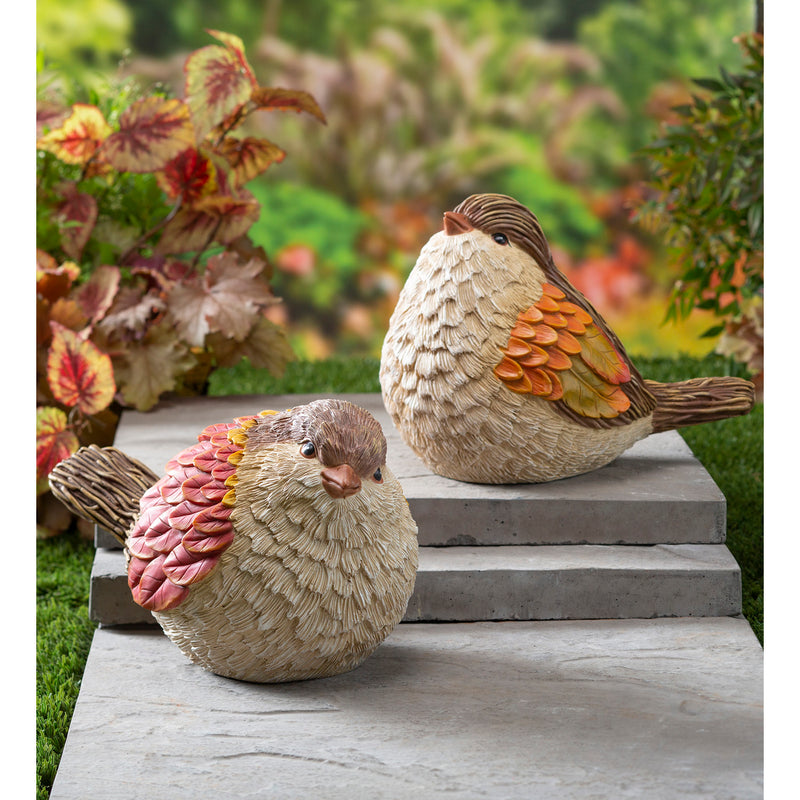 Evergreen Statuary,Autumn Bird Garden Statues, Set of 2,12x7.25x8.25 Inches