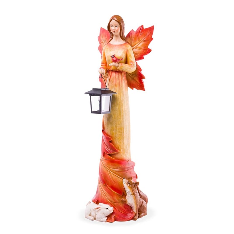 Evergreen Statuary,Solar Fall Foliage Angel and Friends Garden Statue,11.42x8.66x29.92 Inches