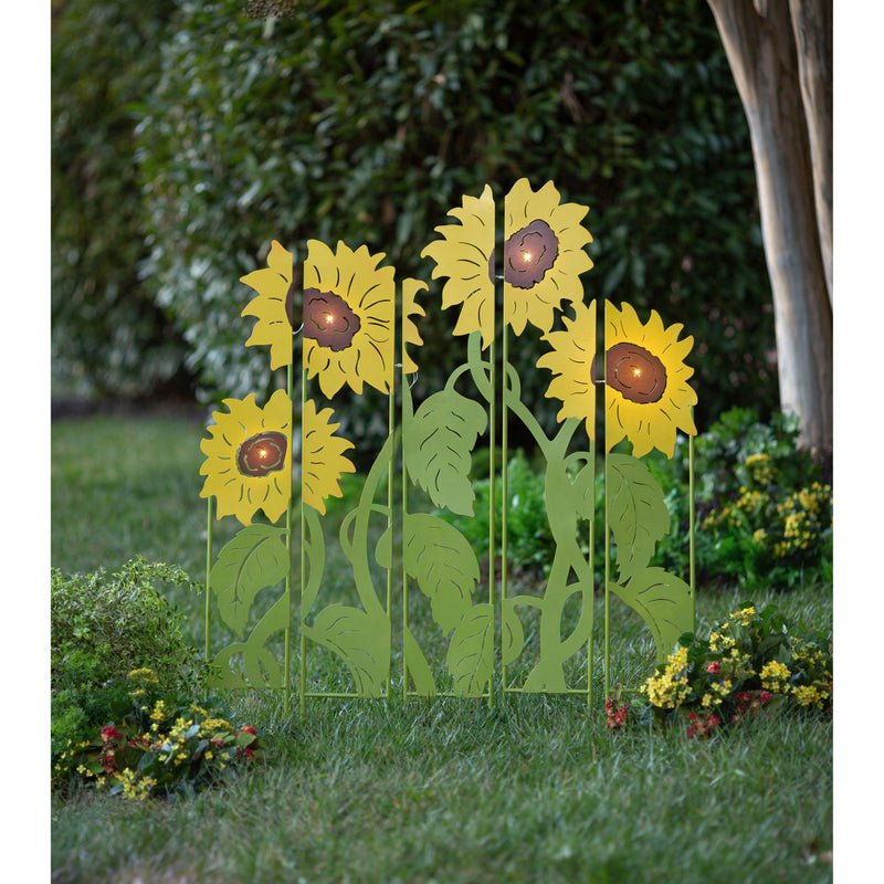 Sunflower Garden Lighted Landscape Panel Stakes, Set of 5,56355ph