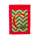Garden Burlap Holly Monogram C Flag