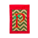 Garden Burlap Holly Monogram P Flag