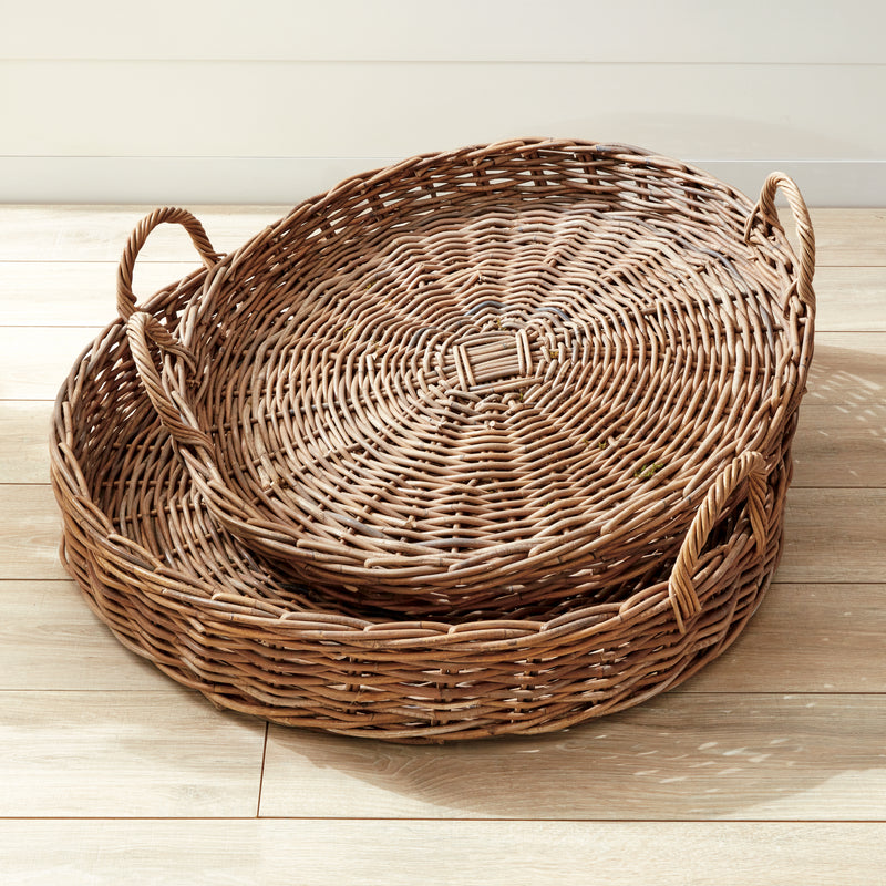 NAPA Home & Garden, NORMANDY EXTRA LARGE LOW ROUND BASKETS, SET OF 2,6517GY