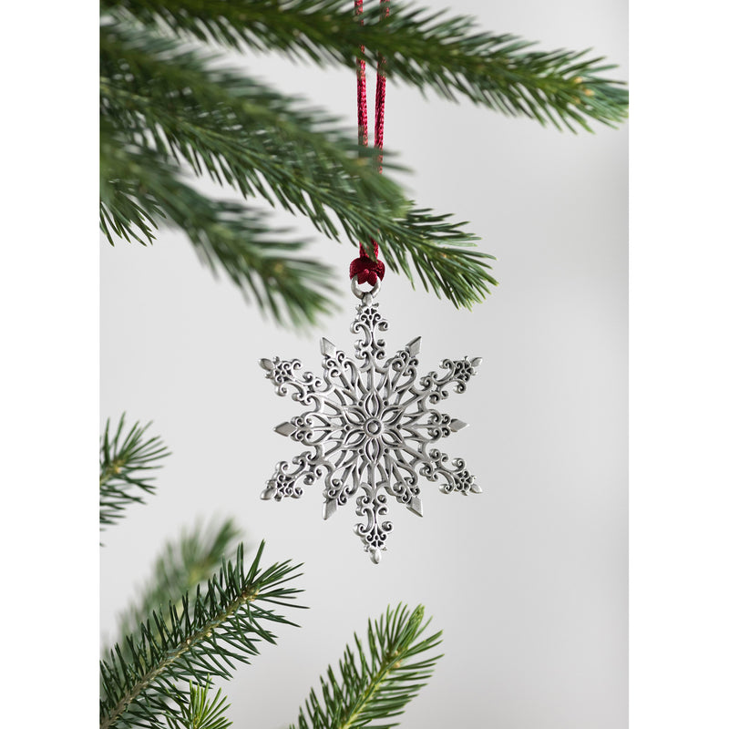 Evergreen Holiday Decorations,Solid Pewter Christmas Tree Ornament - Snowflake,2.29x0.16x2.88 Inches