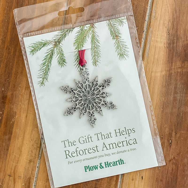 Evergreen Holiday Decorations,Solid Pewter Christmas Tree Ornament - Snowflake,2.29x0.16x2.88 Inches