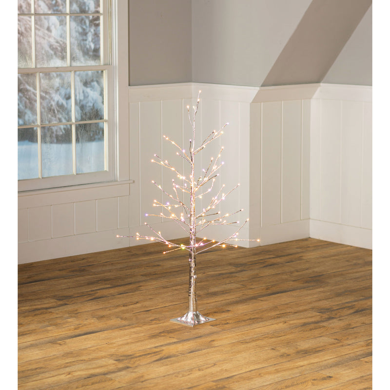 4'H Indoor/Outdoor Silver Metallic Tree with 112 Dual-Function Lights,65s94