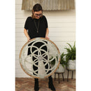 Galvanized Metal and Wood Medallion Wall Decor,6awd615