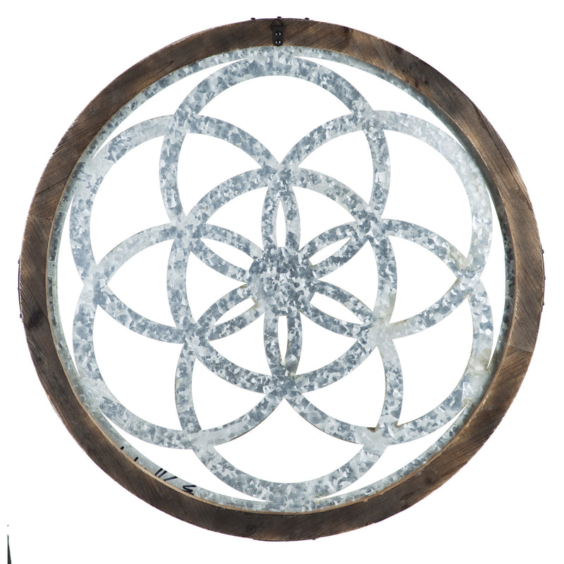 Galvanized Metal and Wood Medallion Wall Décor,6awd615