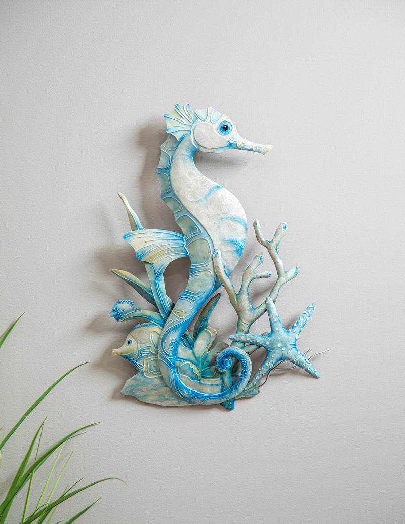 Seahorse in Coral Capiz & Metal Wall Décor,6awd965