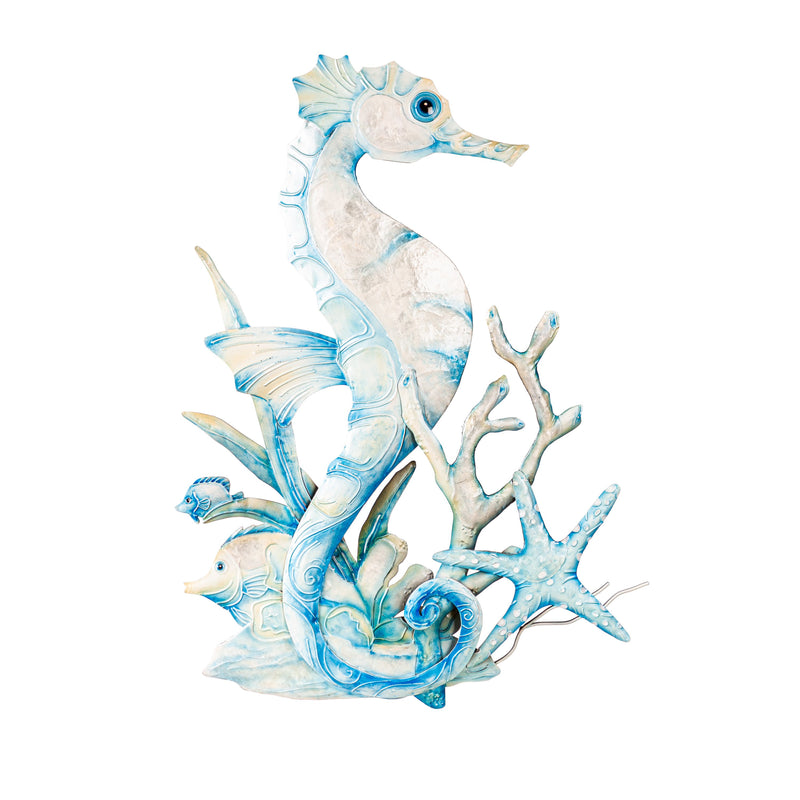 Seahorse in Coral Capiz & Metal Wall Décor,6awd965