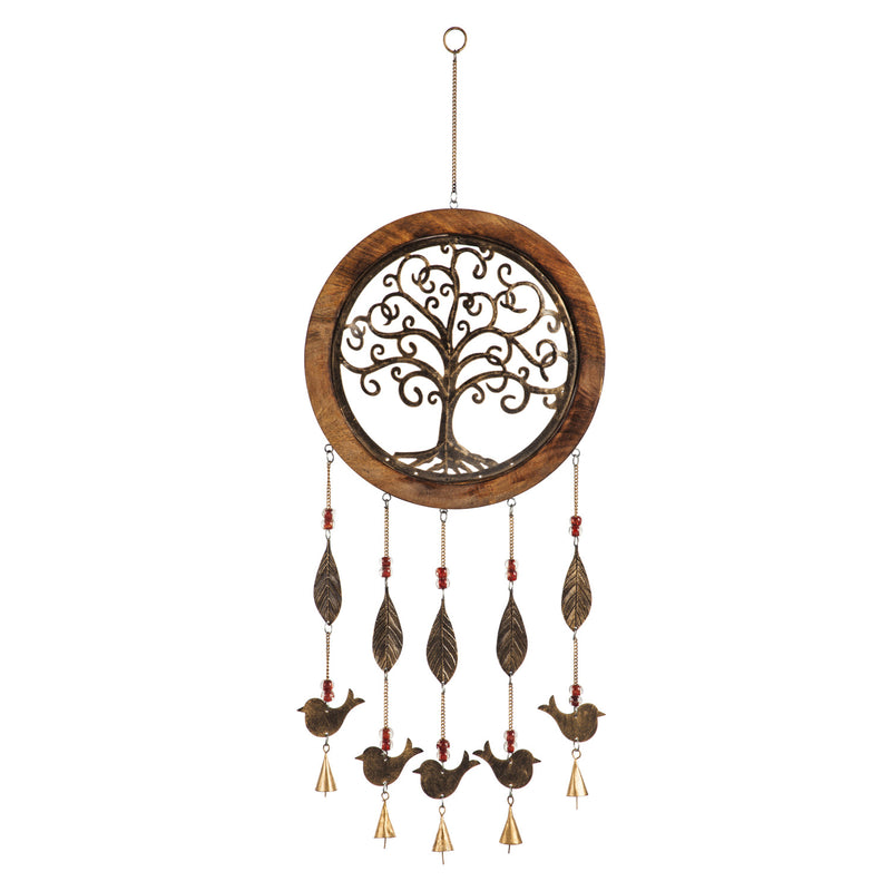 Wood and Metal Tree of Life Garden Bell,6gb0062