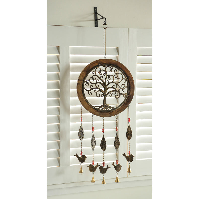 Wood and Metal Tree of Life Garden Bell,6gb0062