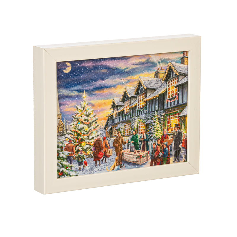 8" H x 10" L LED Christmas Canvas with White Frame,6ltc13