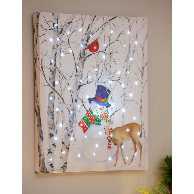 LED Canvas Wall Décor, 16"W x 20"H, Joyful Snowman,6ltc57772