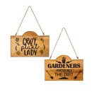 What She Shed Garden Sign, Wood, Wooden Garden Sign with Jute, Asst of 2