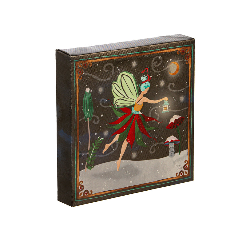 8" H x 8" L LED Mini Canvas with Ribbon, Forest of Wonder,6mcl50023