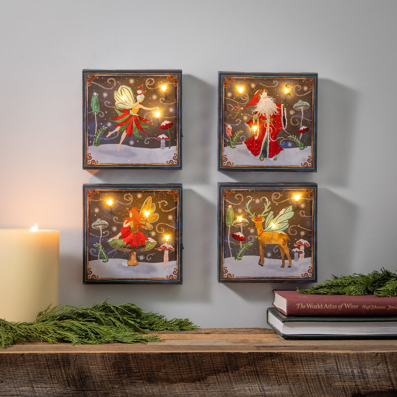 8" H x 8" L LED Mini Canvas with Ribbon, Forest of Wonder,6mcl50023