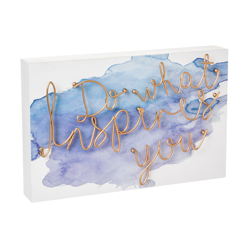 Do What Inspires You, Cursive Metal Wire & Wood Plock,6wp207