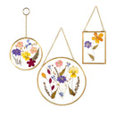 Pressed Flowers Glass Wall Decor, Set of 3