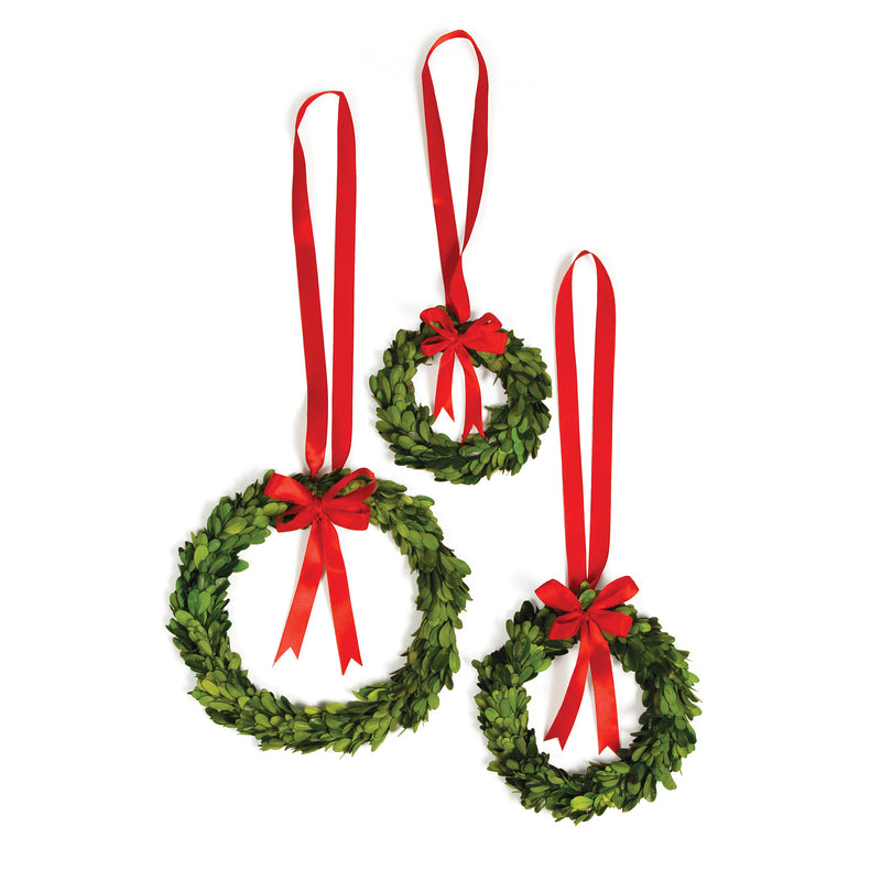 NAPA Home & Garden, BOXWOOD WREATHS WITH RED RIBBONS, SET OF 3,7573PG