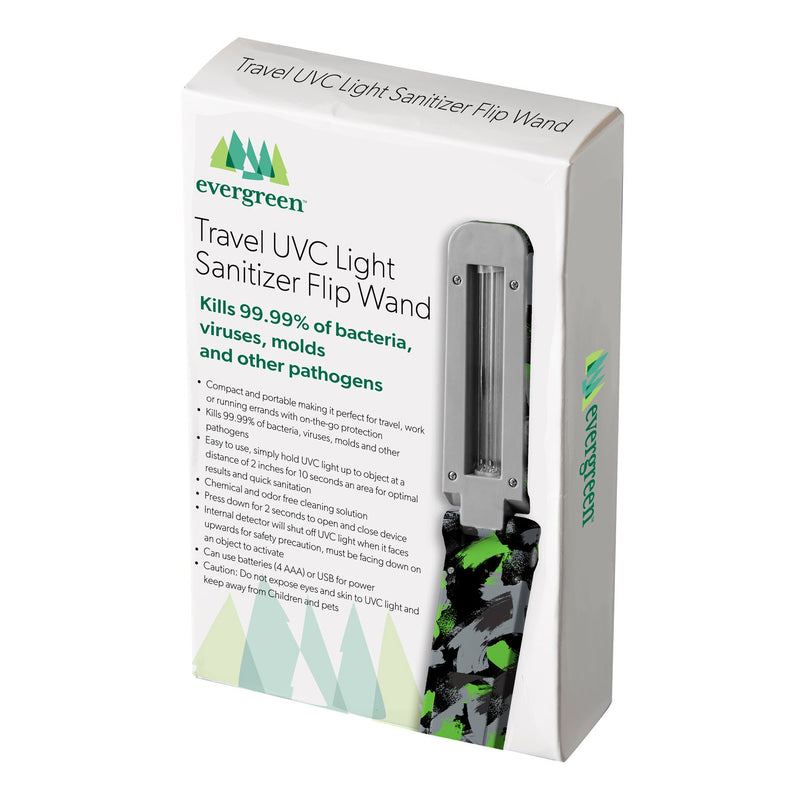 Evergreen Gifts,Travel UVC Light Sanitizer Flip Wand, Green Pattern,1.33x5.44x0.59 Inches