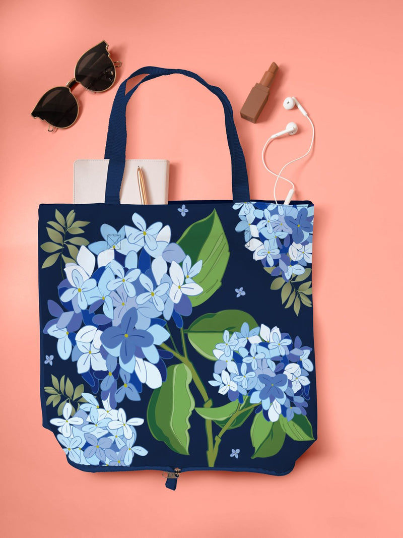 Evergreen Gifts,Hydrangea Welcome Compact Tote Bag,15x0.1x14 Inches