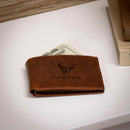 Houston Texans, Embossed 100% Genuine Tumbled Leather Passcase Bi-Fold Wallet, Brown