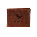 Houston Texans, Embossed 100% Genuine Tumbled Leather Passcase Bi-Fold Wallet, Brown