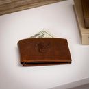 Baltimore Orioles, Embossed 100% Genuine Tumbled Leather Passcase Bi-Fold Wallet, Brown