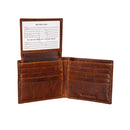 Columbus Blue Jackets, Embossed 100% Genuine Tumbled Leather Passcase Bi-Fold Wallet, Brown