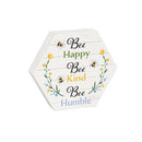 4" Wood Honeycomb Shaped Tabletop Sign with Messaging in CDU