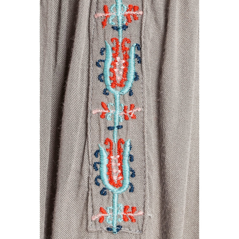 Boho Embroidered Tunic Dress, Gray,7tun158