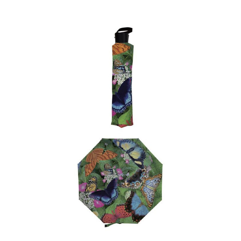 Evergreen Gifts,Butterflies Compact Manual Umbrella,38.2x38.2x22.44 Inches