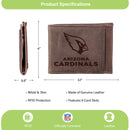 Front Pocket Wallet w/ RFID Blocking, Arizona Cardinals, Brown