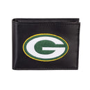 Green Bay Packers Black Bi-Fold Embroidered Wallet w/ RFID Blocking