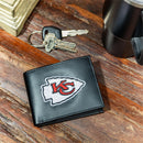 Kansas City Chiefs Black Bi-Fold Embroidered Wallet w/ RFID Blocking