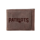 Front Pocket Wallet w/ RFID Blocking, New England Patriots, Brown