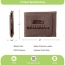 Front Pocket Wallet w/ RFID Blocking, Seattle Seahawks, Brown