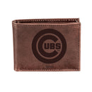 Chicago Cubs Bi-Fold Wallet Brown 100% Genuine Leather