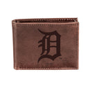 Detroit Tigers Bi-Fold Wallet Brown 100% Genuine Leather