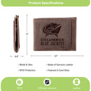 Front Pocket Wallet w/ RFID Blocking, Columbus Blue Jackets, Brown
