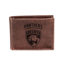 Florida Panthers, Bi-Fold Wallet, Brown, CH, 100% Genuine Leather